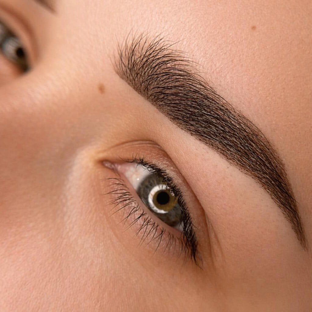 Lippenpigmentierung bei Xenia Frank Salach- sanfte Farbergebnisse Abgeheiltes Ergebnis Powder Brows mit natürlich pigmentierten Augenbrauen