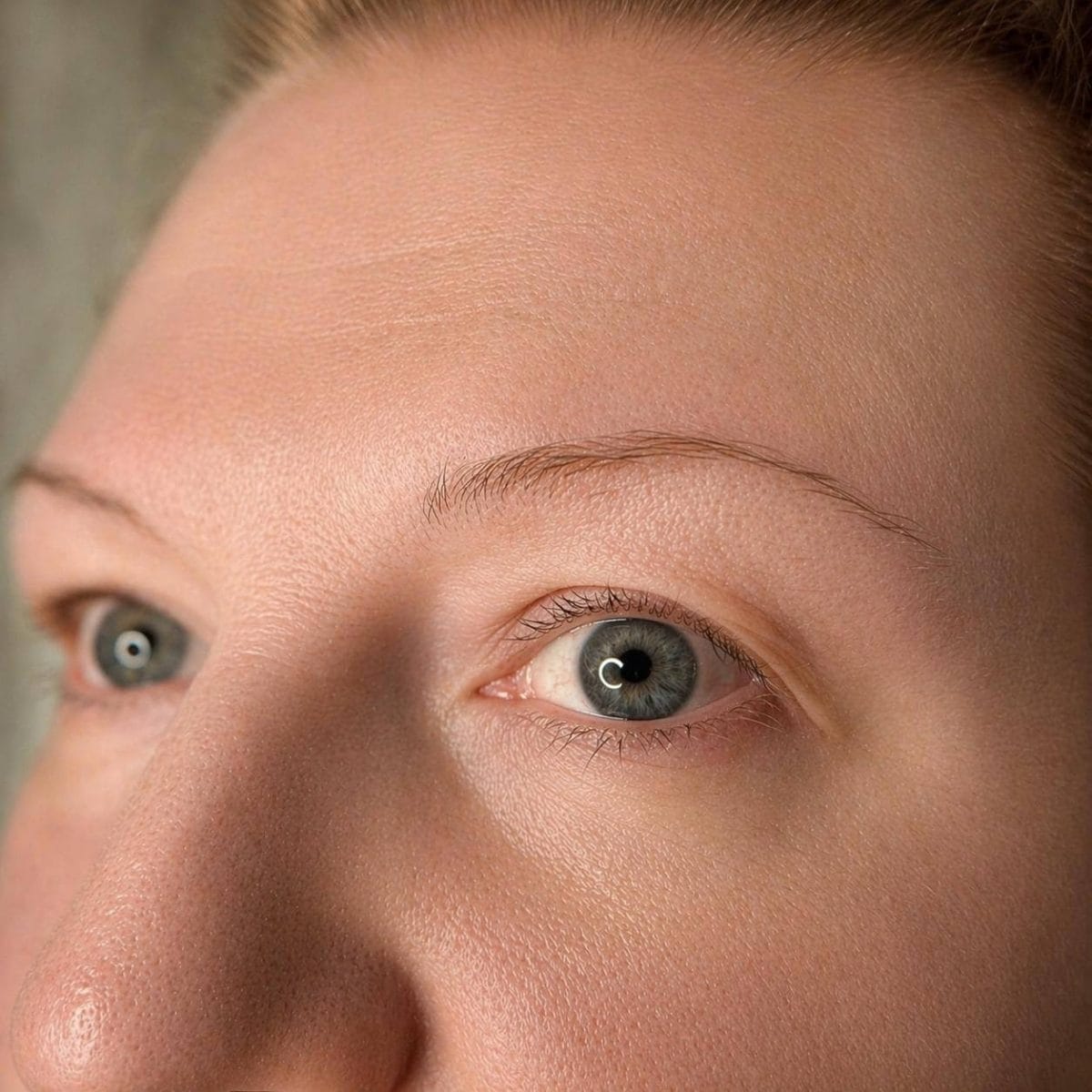 Lippenpigmentierung bei Xenia Frank Salach- sanfte Farbergebnisse Augenbrauen vor der Powder Brows Behandlung mit lückenhafter und ungleichmäßiger Form